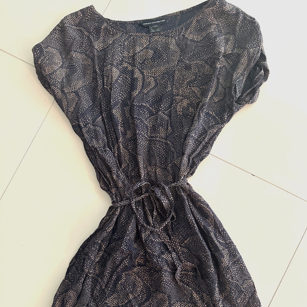 Navy and Tan Dress